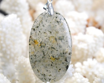 96-carat Epidote Quartz - Natural Stone Cabochon Pendant - China // DR50