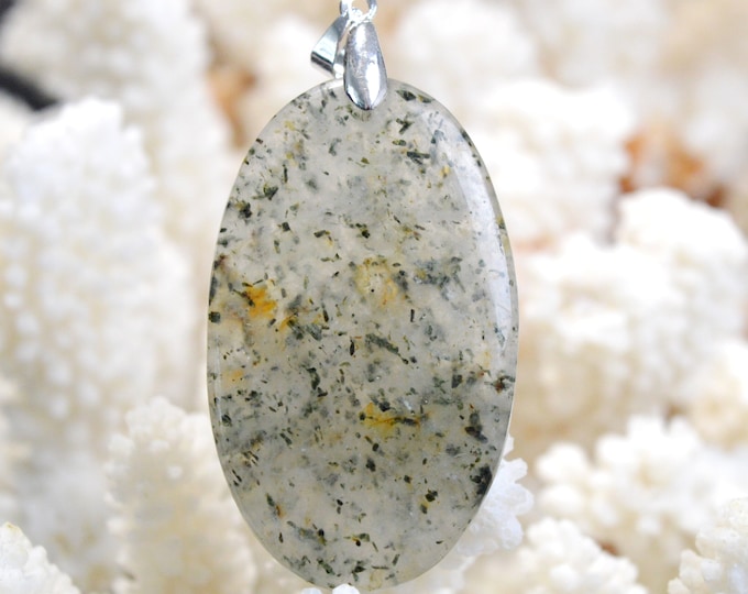 96 Carat Epidote Quartz - Natural Gemstone Cabochon Pendant - China // DR50
