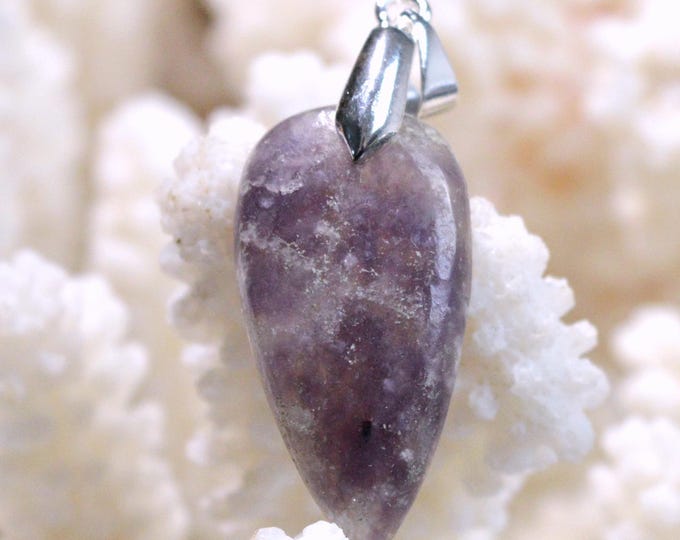 21-carat Lepidolite - Natural Stone Cabochon Pendant - Brazil / FY8