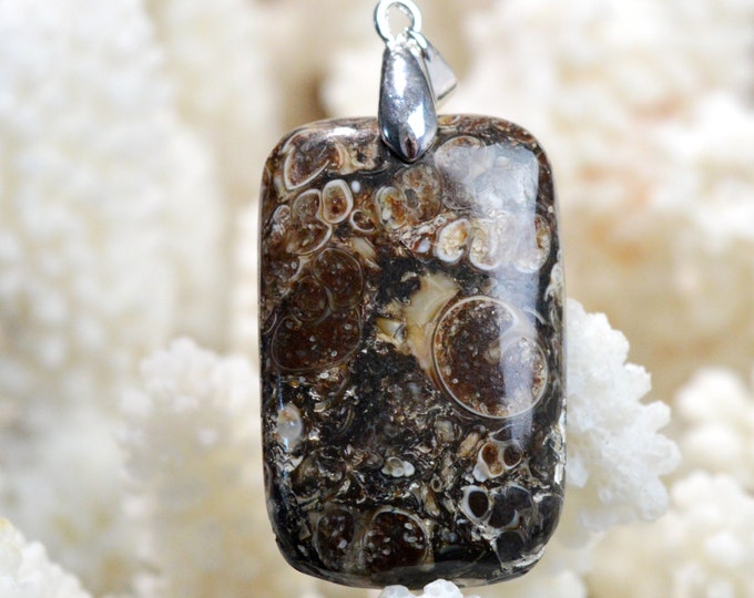 Turitella agate 47 carats - natural stone cabochon pendant - USA // DV19