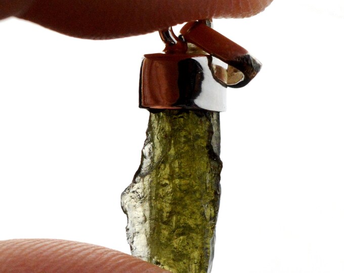 Moldavite - 8.5 carats - pendentif pierre naturelle - République Tchèque - Argent 925