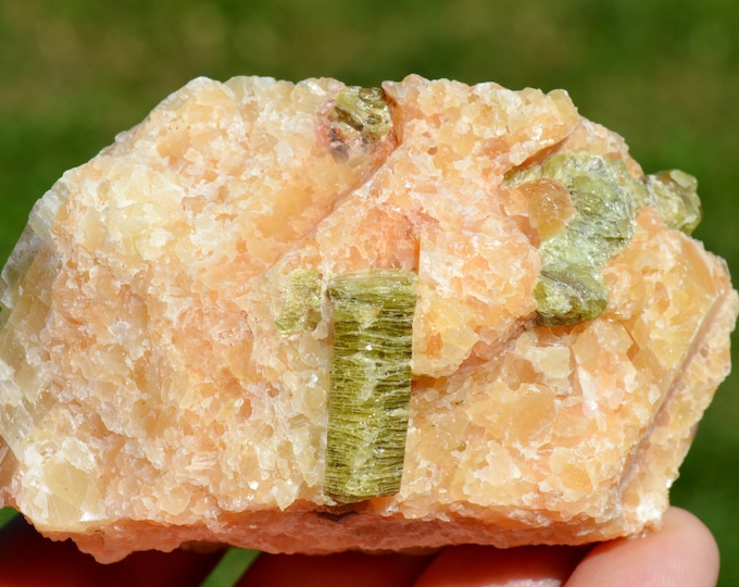 Apatite & calcite 360 grams - Amboasary Sud District, Anosy, Madagascar