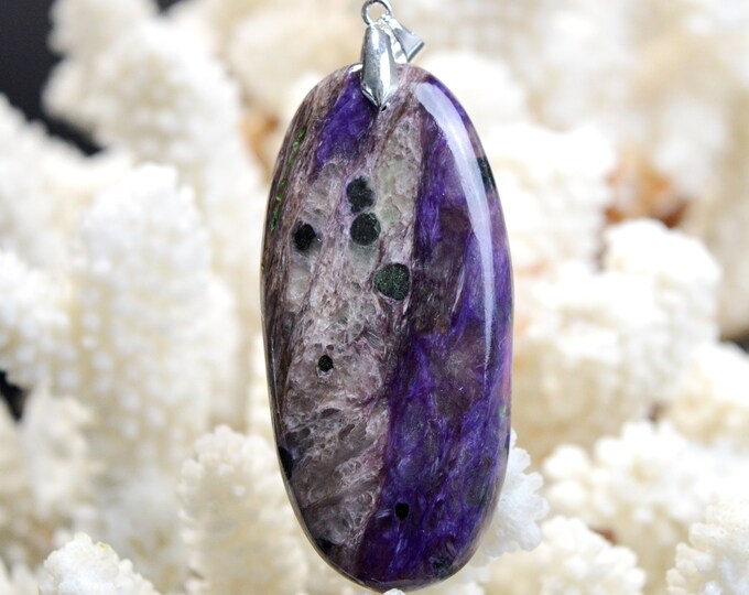 Charoite 118 carats - pendentif cabochon pierre naturelle - Russie / ED53
