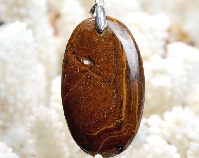Oeil de tigre 109 carats - pendentif cabochon pierre naturelle - Afrique du Sud / ET97