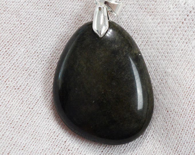 74 carat golden obsidian - natural stone cabochon pendant - Mexico /FU35