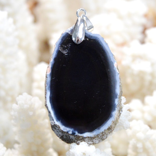 Agate 44 carats - pendentif tranche pierre naturelle - Brésil // DW37