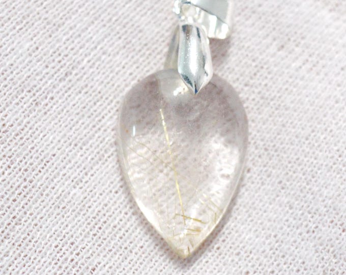 20 carat rutilated quartz - natural stone cabochon pendant - Brazil / FV47