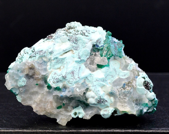 Dioptase & Chrysocolla quartz 104 grams - Mpita prospect, Kimbedi, Mindouli District, Pool Department, Republic of Congo (Brazzaville)