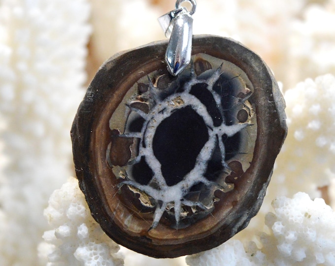 110 carat Septaria - natural stone cabochon pendant - Morocco / FX63