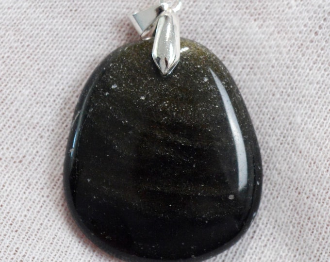 74 carat golden obsidian - natural stone cabochon pendant - Mexico /FU37