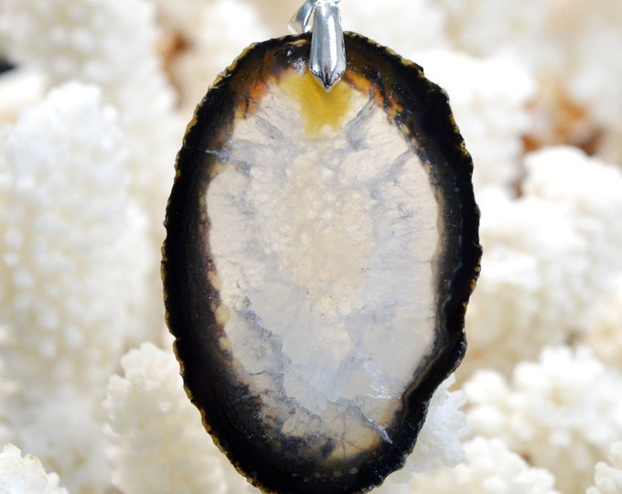 Agate 77 carats - pendentif tranche pierre naturelle - Brésil / EU93