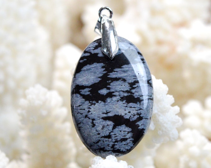 27 Carat Snowflake Obsidian - Natural Stone Cabochon Pendant - USA / EK53