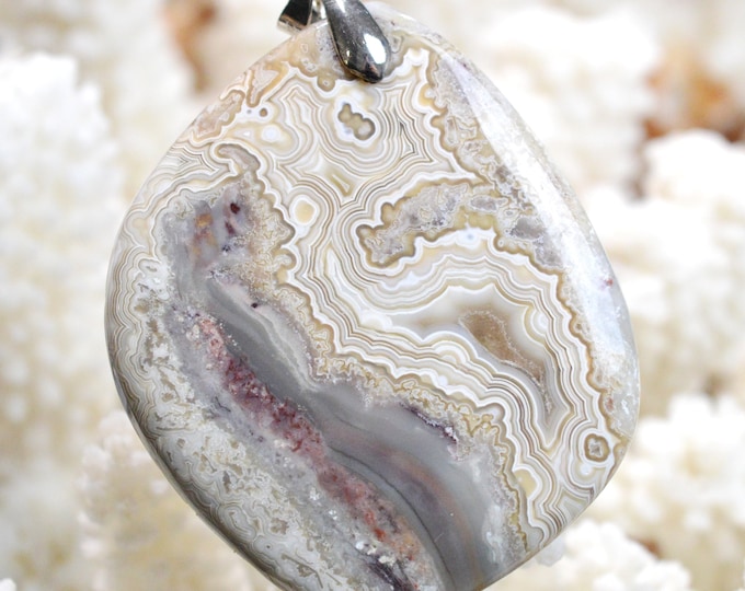 Agate 90 carats - pendentif cabochon pierre naturelle - Mexique // DH86