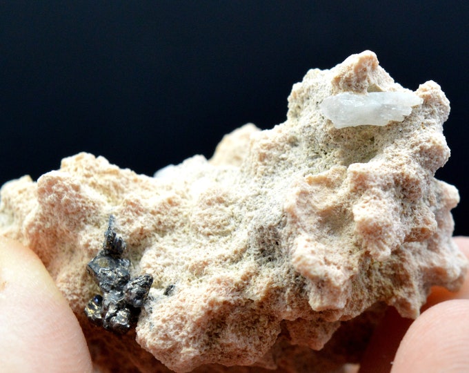Rhodochrosite & galena quartz 51 grams - Madan ore field, Smolyan Province, Bulgaria