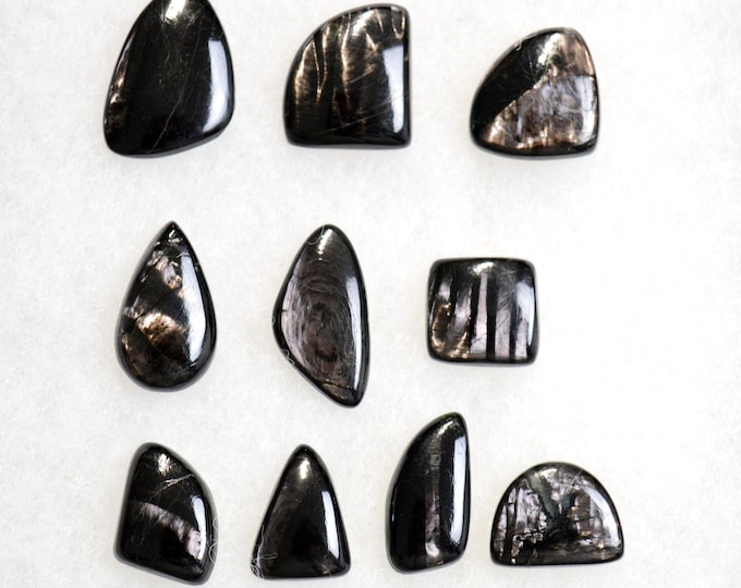 Lot x10 Hypersthene 155 carats - natural stone cabochon - Canada // CM16