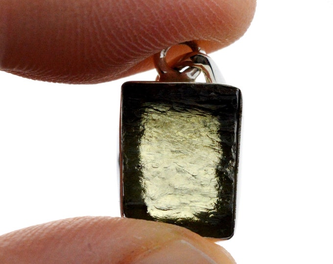 Moldavite - 11 carats - pendentif pierre naturelle - République Tchèque - Argent 925