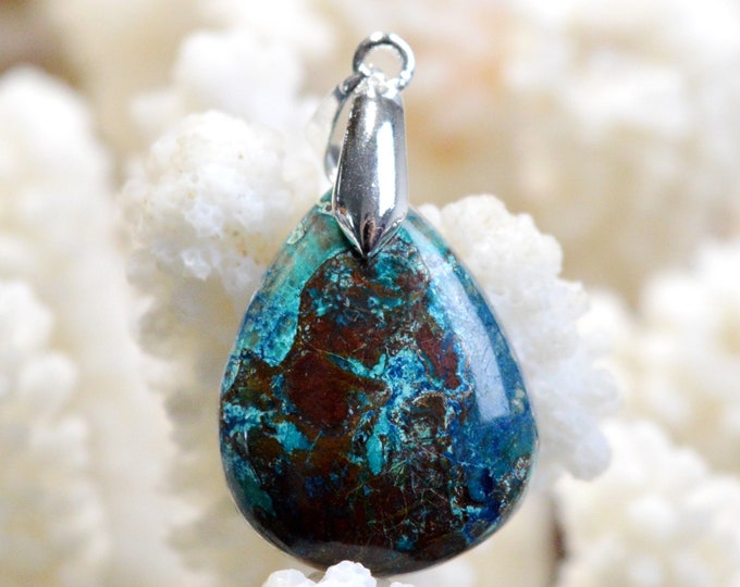 Shattuckite & Goethite 26 carats - natural stone cabochon pendant - Opuwo Rural, Kunene Region, Namibia / FO10