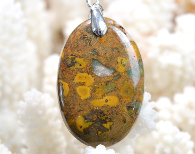 62 carat "Bamboo" Jasper - natural stone cabochon pendant - Indonesia // DI99