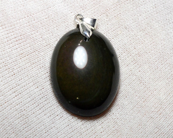 72 carat obsidian - natural stone cabochon pendant - Mexico / FC9