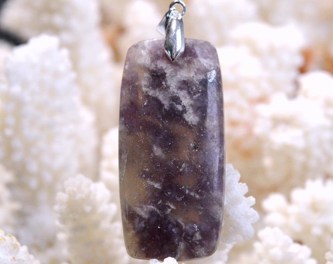 64-carat Lepidolite - Natural Stone Cabochon Pendant - Brazil / FX77