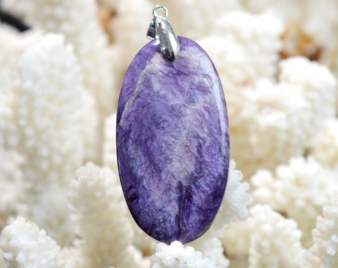 Charoite 51 carats - pendentif cabochon pierre naturelle - Russie / ED65