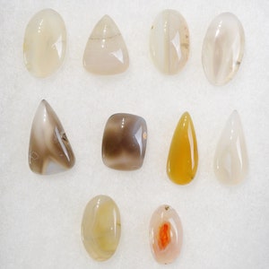 Lot x10 Agate 213 carats - cabochon pierre naturelle // Ref BY43