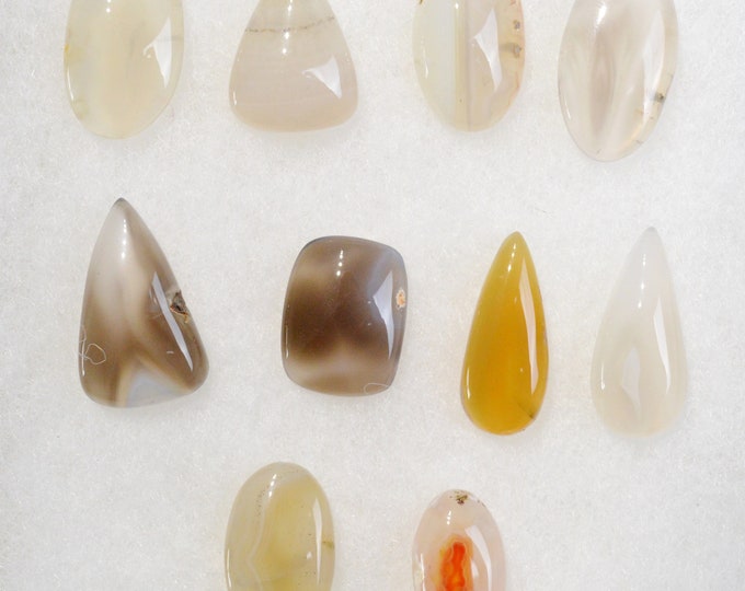 Lot x10 Agate 213 carats - natural stone cabochon // Ref BY43