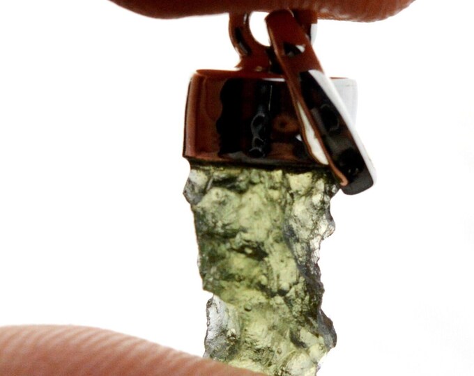 Moldavite - 7 carats - pendentif pierre naturelle - République Tchèque - Argent 925