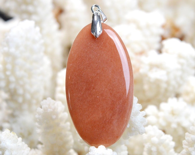 55 carat red aventurine - natural stone cabochon pendant - Canada / EG29