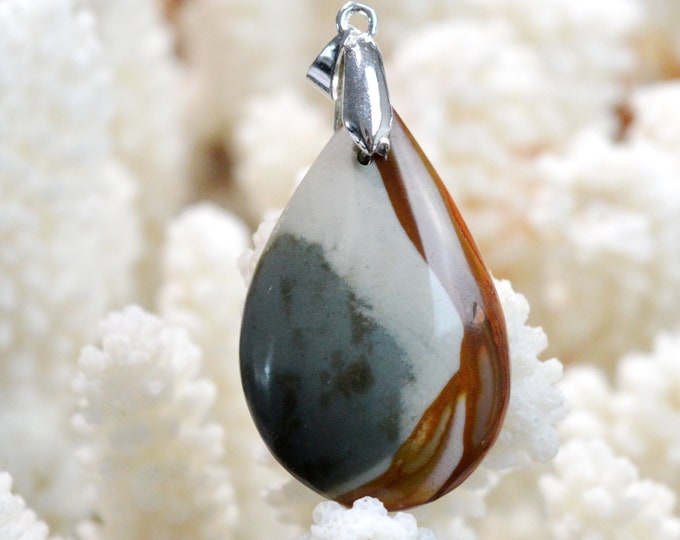42 carat polychrome jasper - natural stone cabochon pendant - Madagascar / FL62