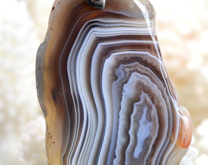 Agate 110 carats - pendentif cabochon pierre naturelle - Botswana // Ref AS5