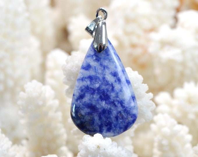 Quartz & Dumortierite 28 carats - pendentif cabochon pierre naturelle - Brésil / FH72