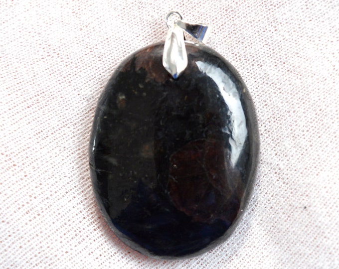 Grenat Spessartine & Tourmaline Schorl 134 carats - pendentif cabochon pierre naaturelle - Pakistan / ER27