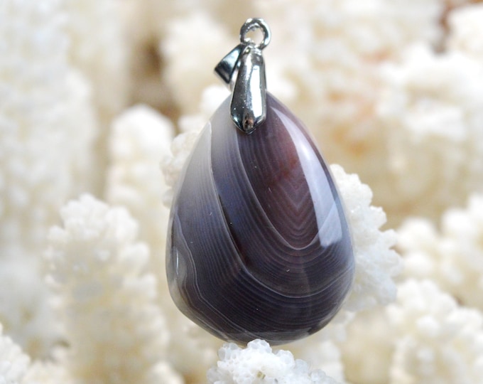 Agate 35 carats - pendentif cabochon pierre naturelle - Botswana / FG75