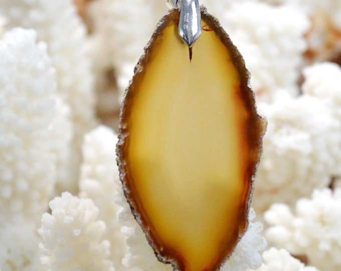 Agate 56 carats - pendentif tranche pierre naturelle - Brésil / EU97