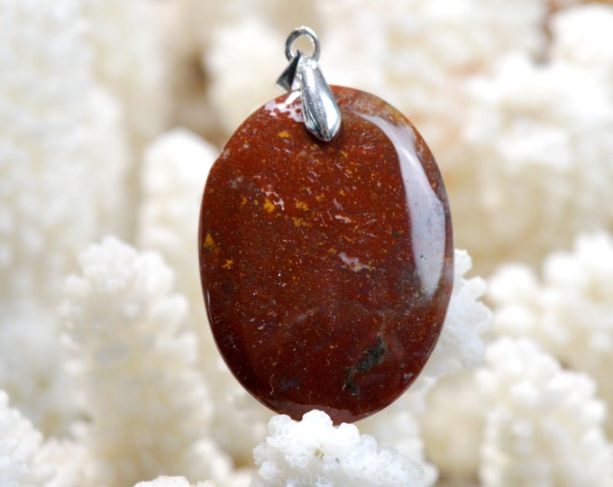 32 Carat Red Moss Agate - Natural Stone Cabochon Pendant - Indonesia / FE19
