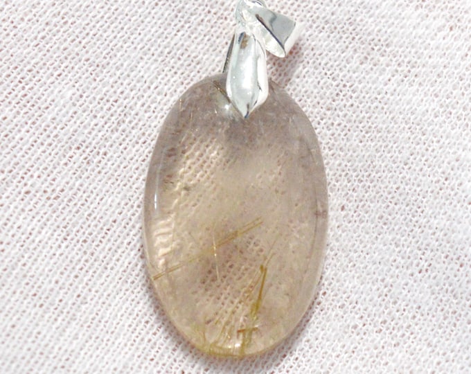 36 carat rutile quartz - natural stone cabochon pendant - Brazil / FV39