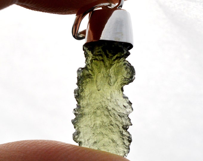 Moldavite - 11.5 carats - pendentif pierre naturelle - République Tchèque - Argent 925