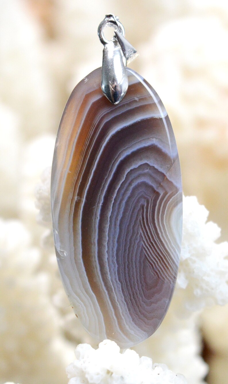 Agate 36 carats Botswana Ref AT29 pendentif cabochon pierre naturelle