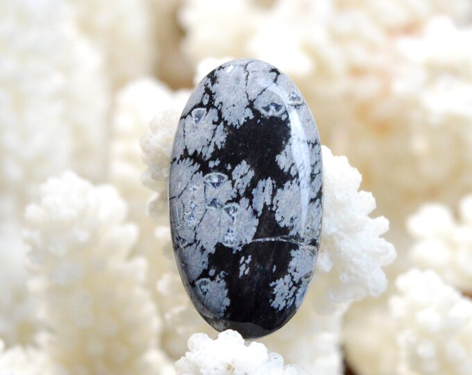 21 carat Snowflake Obsidian - natural stone cabochon - USA / EL96