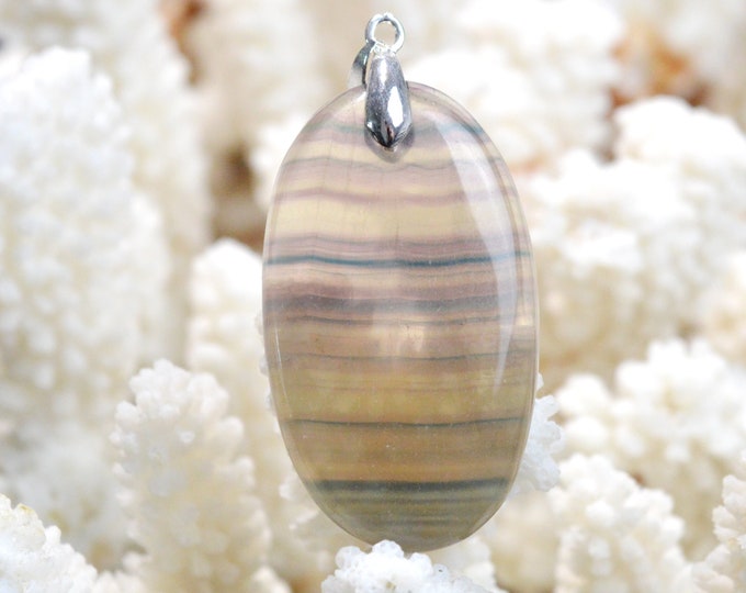 Fluorite 73 carats - natural stone cabochon pendant - Afghanistan / EO5