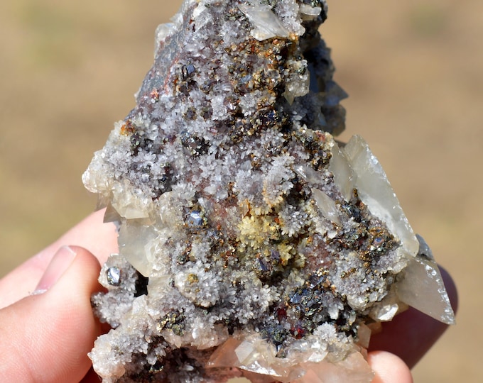 Calcite Chalcopyrite Quartz Sphalerite 276 grams - Yaogangxian Mine, Yaogangxian W-Sn ore field, Yizhang Co., Chenzhou, Hunan, China