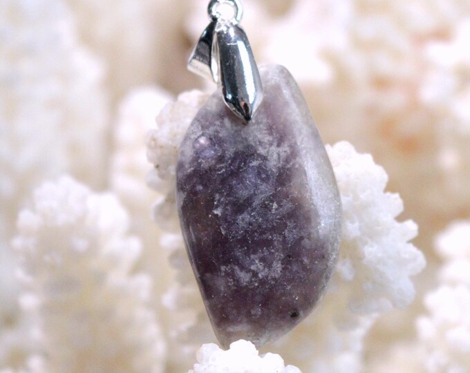 24-carat Lepidolite - Natural Stone Cabochon Pendant - Brazil / FY2
