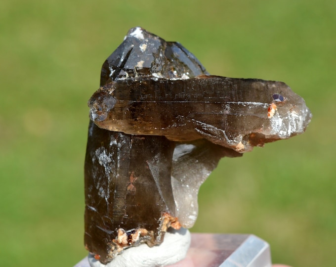 Spessartine Garnet & Smoky Quartz 51 grams - Wushan Spessartine Mine, Tongbei, Yunxiao Co., Zhangzhou, Fujian, China