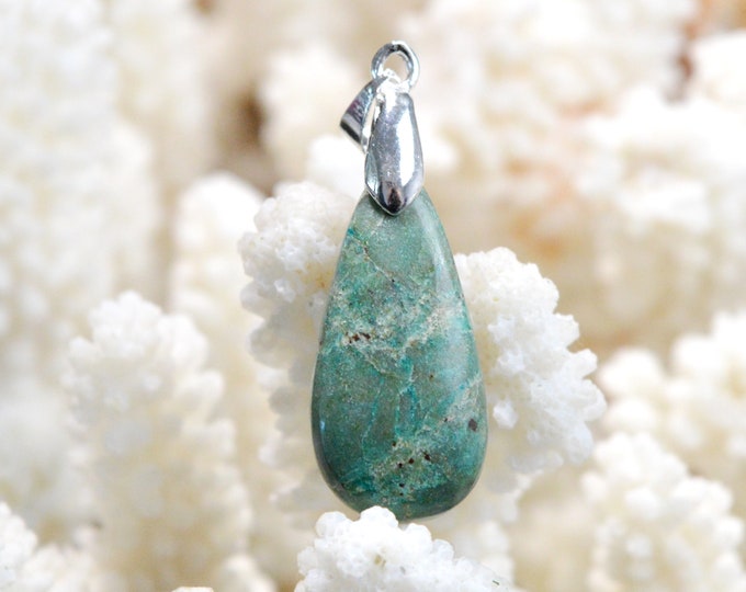 Sonora Chrysocolla 22 carats - natural stone cabochon pendant - Sonora, Mexico / ED14