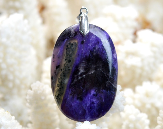 Charoite 80 carats - pendentif cabochon pierre naturelle - Russie / EX64