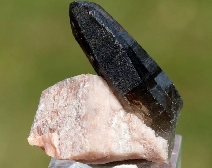 Smoky Quartz & Microcline 9 grams - "Black Hole" Pocket, CO Goethite Hill Claim, Park County, Colorado, USA