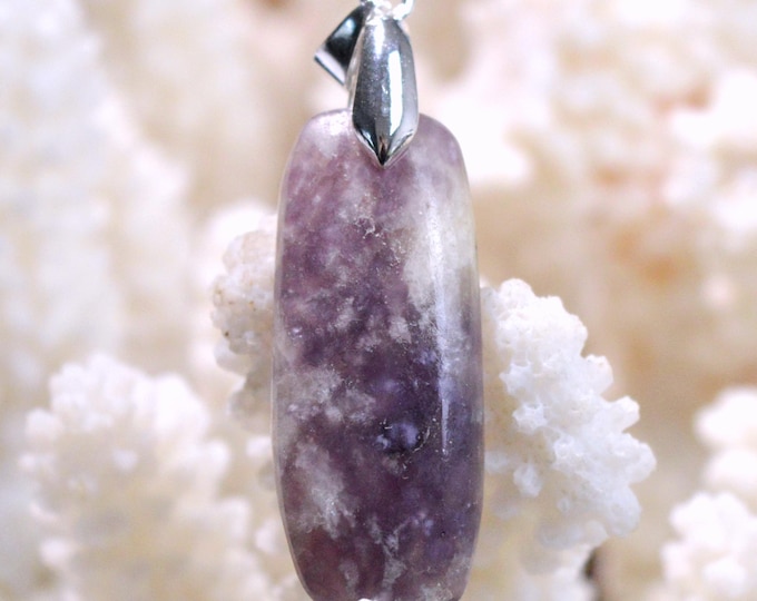 25-carat Lepidolite - Natural Stone Cabochon Pendant - Brazil / FY4