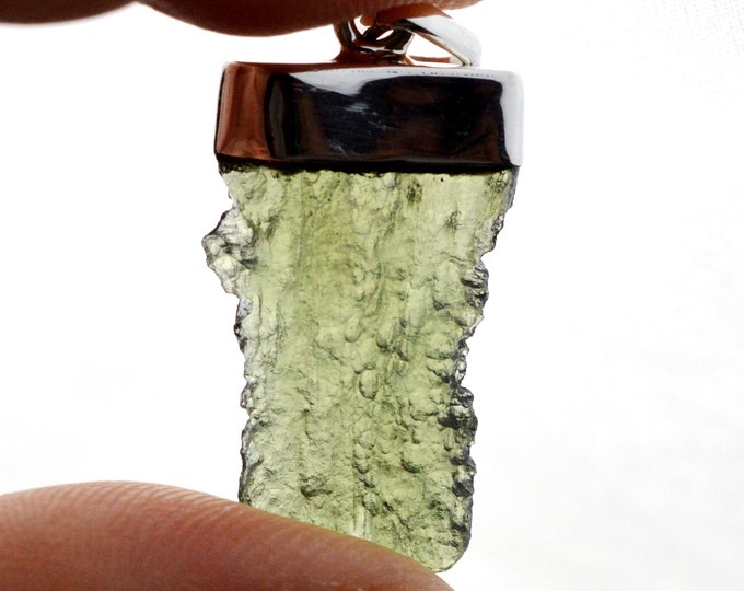Moldavite - 17 carats - pendentif pierre naturelle - République Tchèque - Argent 925