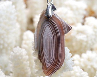 Agate 48 carats - pendentif cabochon pierre naturelle - Botswana // DE29